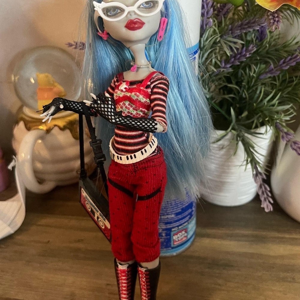 Monster High Doll with Blue Hair and Red Outfit